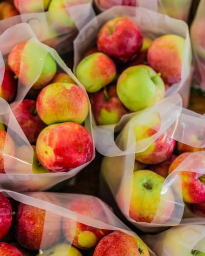 Verger Le Gros Pierre - Des sacs de pommes