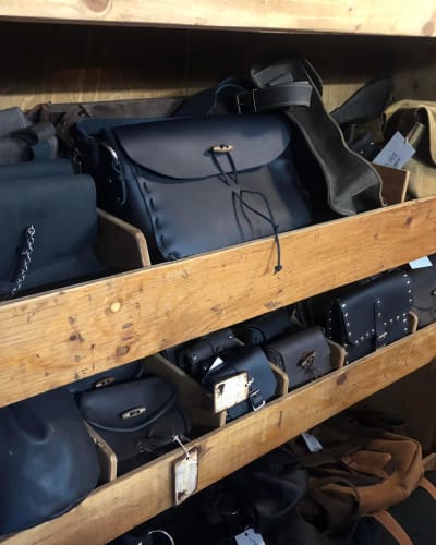 Leather bags.