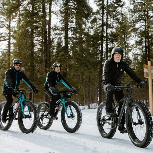 Three guys on fatbikes.