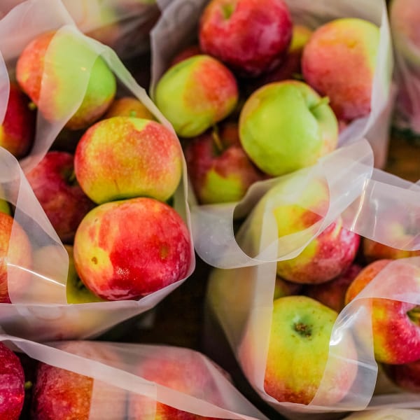 Verger Le Gros Pierre - Des sacs de pommes
