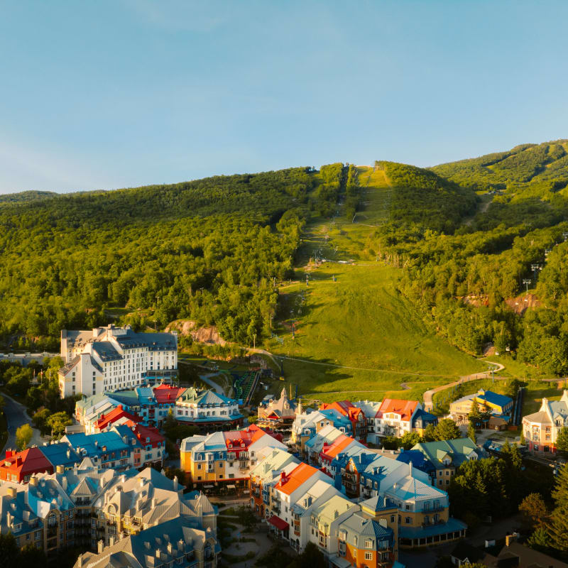 Mont Tremblant behind the pedestrian village.