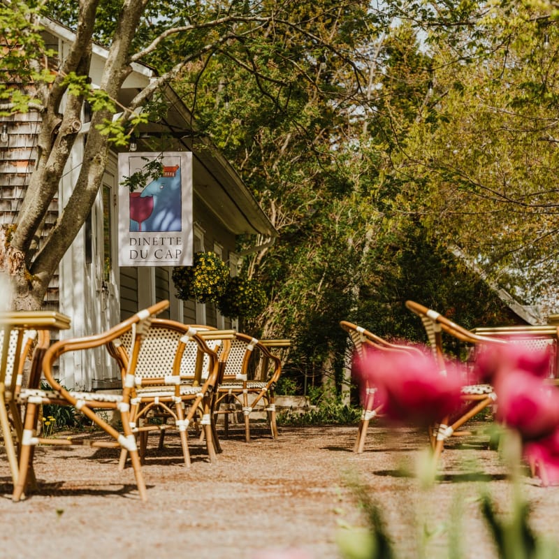 Terrasse de la Dinette du Cap au printemps.