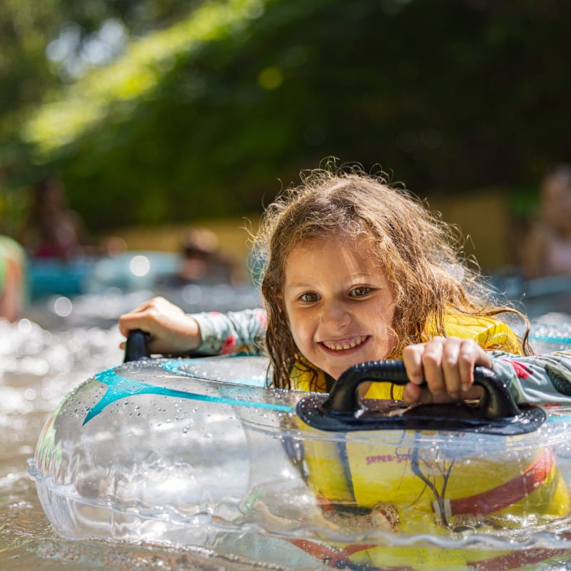 Girl at Water park at Zoo de Granby.